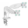 ONKRON G160-W sukamas ir palenkiamas stalo laikiklis dviem 13-32 colių monitoriams, iki 8 kg, baltos spalvos