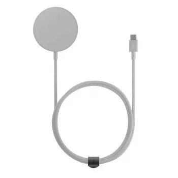 Belaidis įkroviklis stovas native union Snapstand Qi2 Sandstone, vidaus, maitinamas USB, 1,5 m laidas, šviesiai pilka