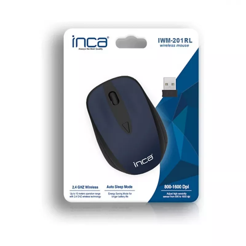 Cian Technology GmbH INCA Mouse IWM-201RL belaidė pelė su Nano-USB imtuvu, 1600 DPI, mėlyna/juoda, mažmeninė pakuotė