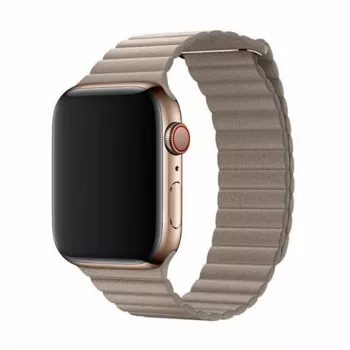 Dirželis Leather Loop, skirtas Apple Watch 44mm — Devia Elegant Stone, odinis magnetinis užsegimas
