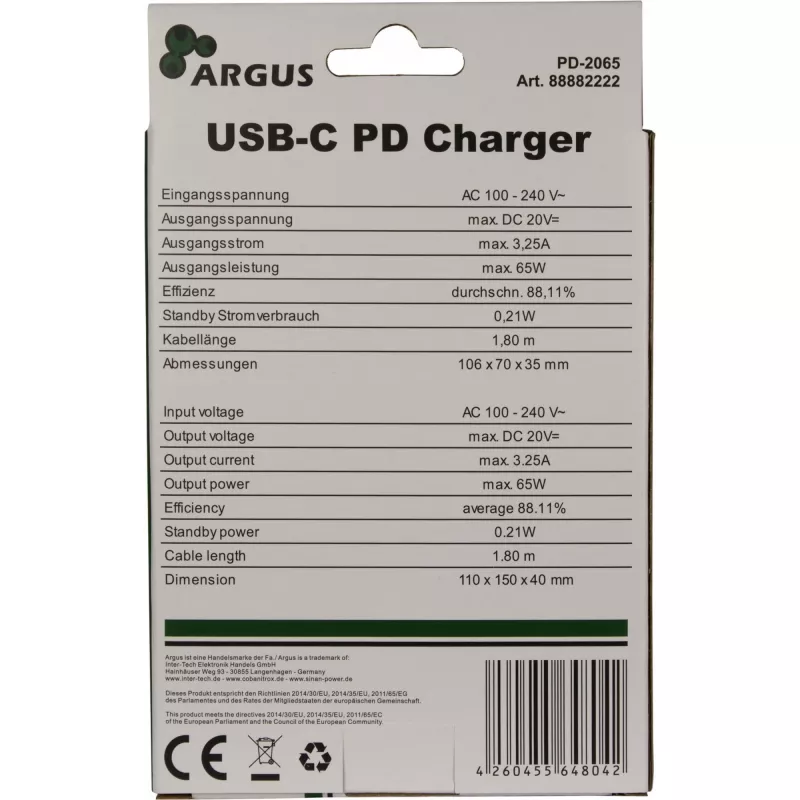 Įkroviklis Inter-Tech PD-2065 Universalus Juodas AC Vidaus