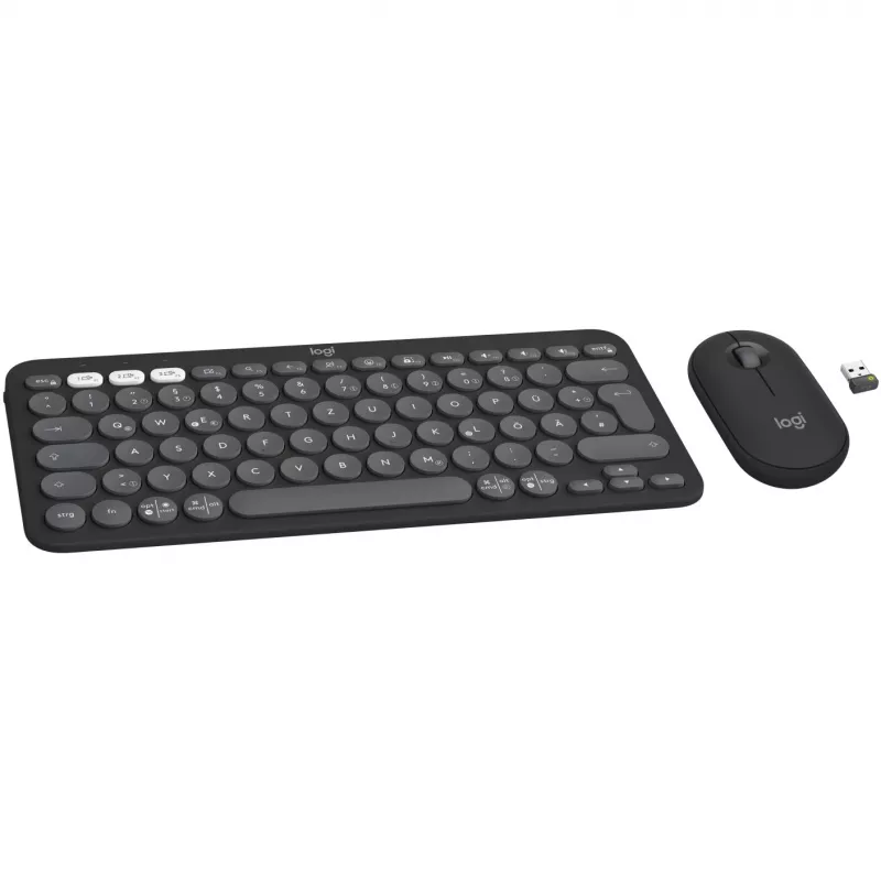 Logitech Pebble 2 Combo belaidė klaviatūra ir pelė QWERTZ vokiška pilka