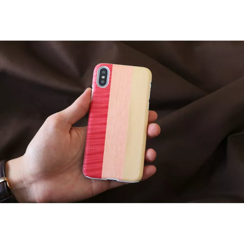 Dėklas iš medžio man and wood iPhone X/XS — pink pie white