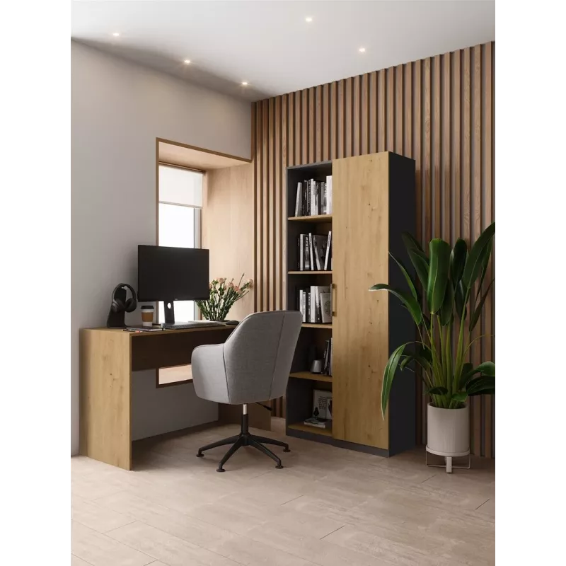 Viršutinė spintelė biurui Topeshop RD-80 ANT/ART KPL, 10 lentynų, medžio drožlių plokštė, 800×300×1820 mm