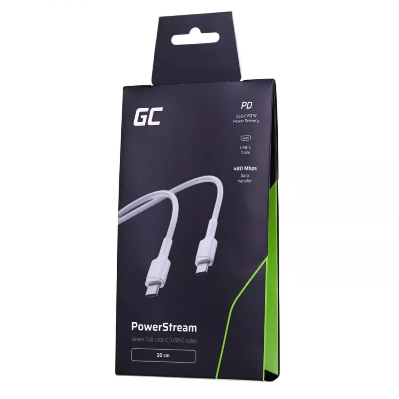 Greencell KABGC31W USB-C laidas 30 cm baltas