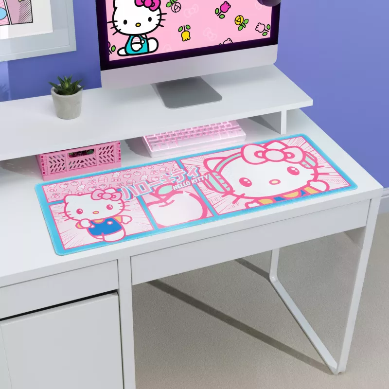 Staltiesė Paladone Hello Kitty – didelis minkštas paviršius klaviatūrai ir pelei, neslystantis pagrindas