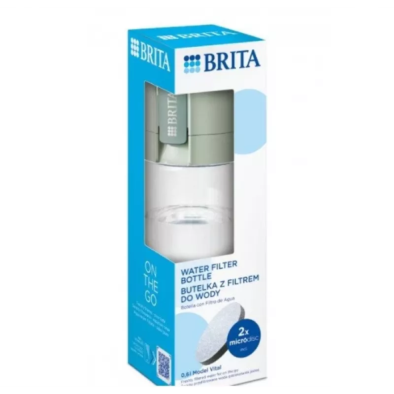 Filtravimo butelis BRITA Vital Pastelinė žalia 600 ml su 5 MicroDisc filtro diskais (BRITA 1059295)