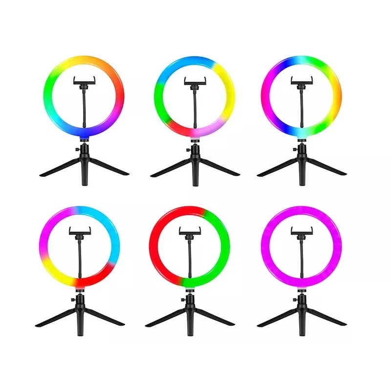 Žiedinė lempa RGB 26cm su trikoju