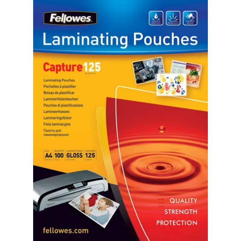 Fellowes laminavimo maišeliai blizgūs 125 mikronų 75x105 mm (ID kortelėms)