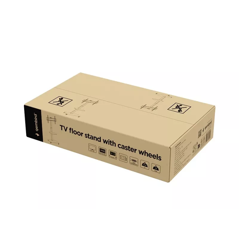 Gembird TVS-75S-02 TV grindinis stovas su ratukais, 37 - 75, juodas