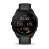 Garmin Forerunner 165 Music – juodas sportinis laikrodis su silikoniniu dirželiu, pilkai šiferio spalvos, 1,2 colio ekranas, 126–203 mm riešo apimtis (010-02863-30)