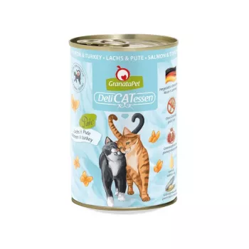 GRANATAPET DeliCATessen Lašiša ir kalakutas – šlapias kačių maistas – 400g