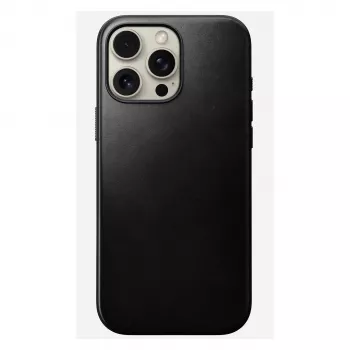 Telefono dėklas Nomad Modern Leather Case, skirtas iPhone 16 Pro Max, 6,9 colio (17,5 cm), juodos spalvos, oda+PC+TPU