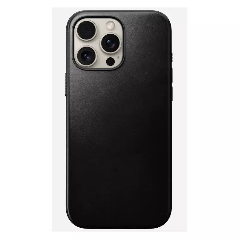 Telefono dėklas Nomad Modern Leather Case, skirtas iPhone 16 Pro Max, 6,9 colio (17,5 cm), juodos spalvos, oda+PC+TPU