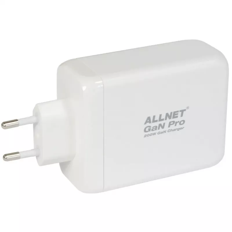 ALLNET Power Supply PSU-GaNPD-USB-1A3C-200W — 200 W GaN USB įkroviklis, 1× USB-A, 3× USB-C