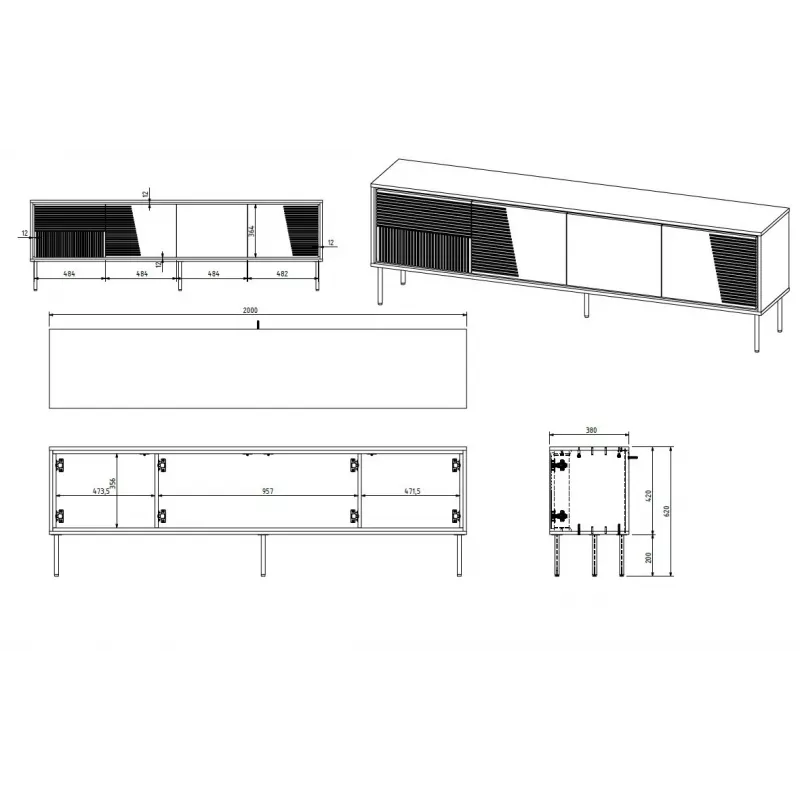 RTV spintelė ABI 4D 200x38x62 kašmyro matinis