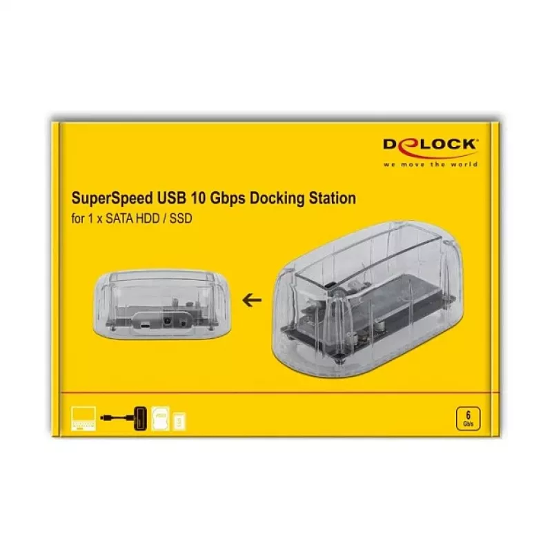 DeLOCK 64089 SATA dokavimo stotelė HDD/SSD 2.5/3.5 colio permatoma