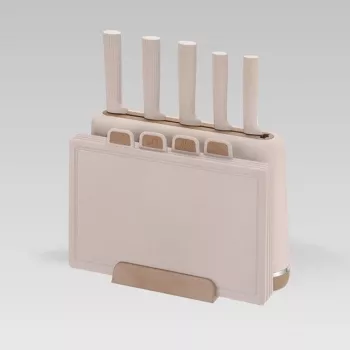 Peilių rinkinys su bloku ir pjaustymo lenta Maestro MR-1412-BEIGE Smėlio spalvos