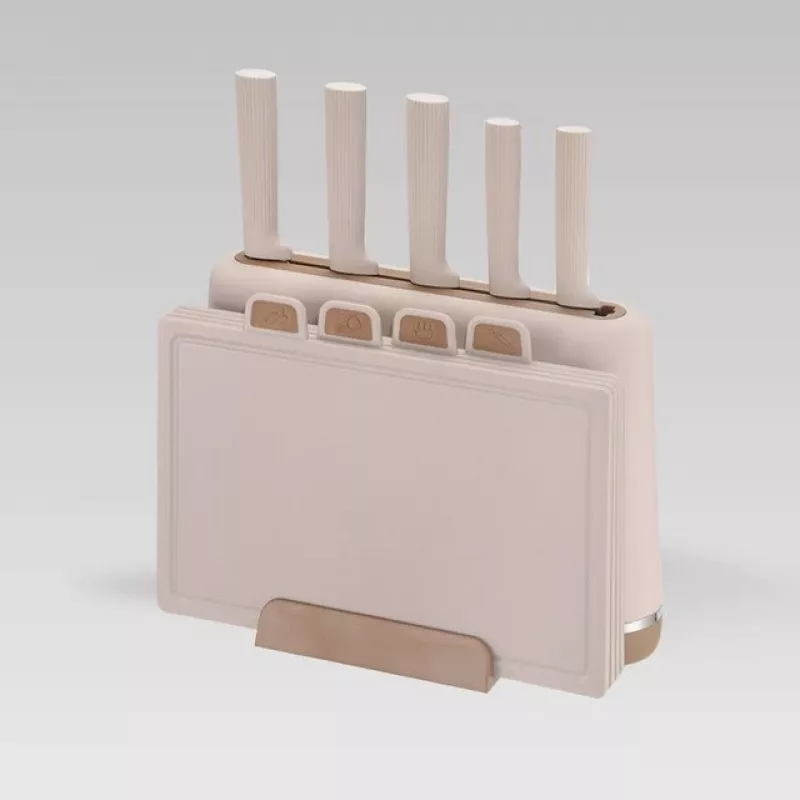 Peilių rinkinys su bloku ir pjaustymo lenta Maestro MR-1412-BEIGE Smėlio spalvos