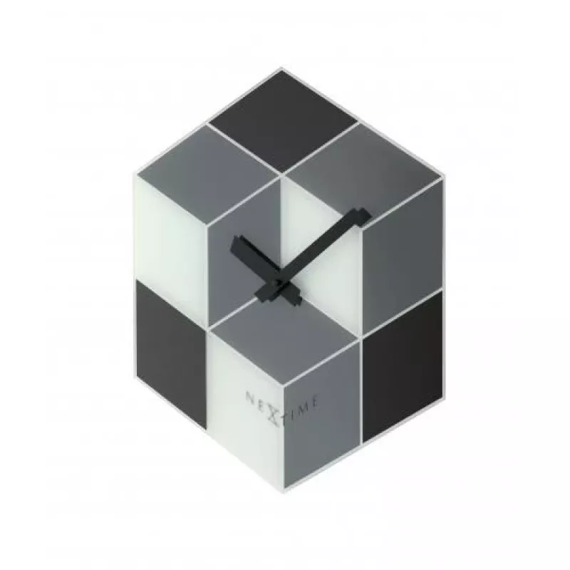 NeXtime klok 8171 Cubic, 43,5x37 cm, sieninis, juoda/balta/pilka