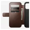 Nomad Modern Leather Folio dėklas iPhone 17 Pro Max — Ruda oda, 6,3 colio ekranas, 4 kortelių kišenės