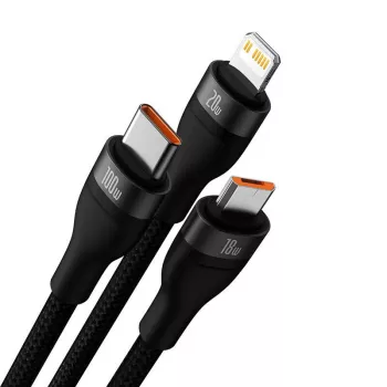 USB laidas Baseus CASS030101 1,2 m USB A/USB C USB C/Micro-USB B/Lightning juodas