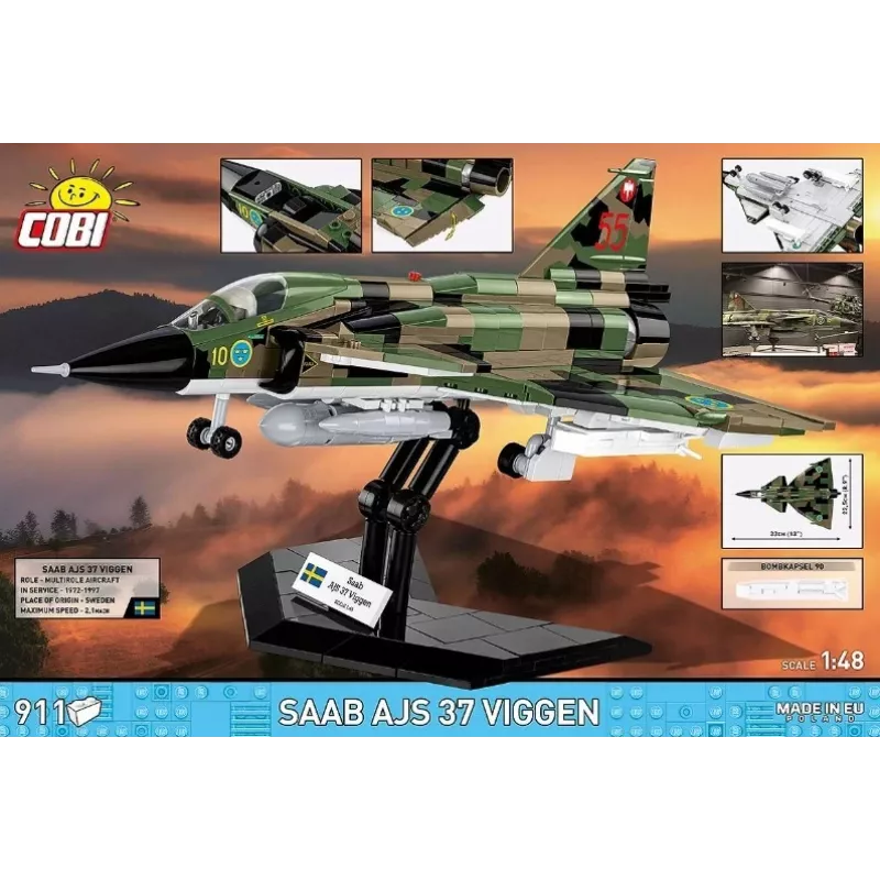 Konstruktorius Cobi Blocks Saab AJS 3 Viggen 911 dalių modelio rinkinys