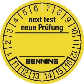 Benning techninės patikros lipdukai 300 vnt., skirti prietaisų testeriui 756212, 30 mm skersmens, kitos patikros data (756212)