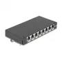 Patch panel DELOCK Mini Desktop RJ45 8 prievadų Cat.6A ekranuotas juodas ant stalo, sienos ar DIN bėgio