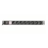 Gembird EG-PDU-014-C14 maitinimo skirstytuvas, 8 lizdai, C14 įvadas, 3 m laidas, 1U, 3680 W, 10 A, aliuminis, juoda