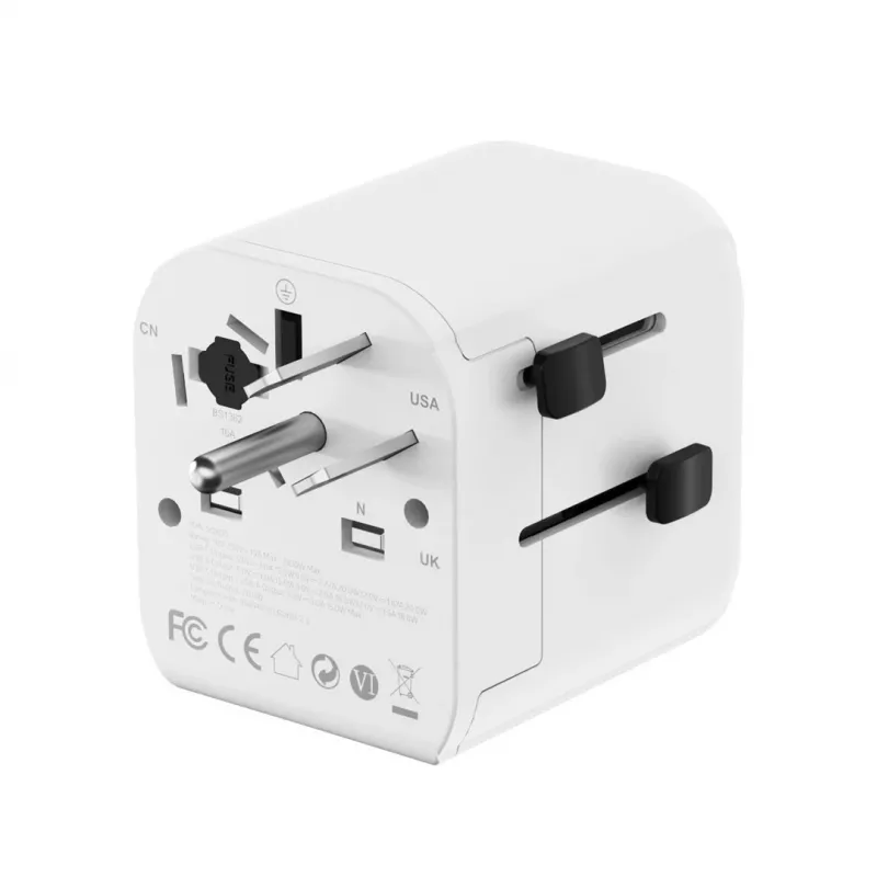 Kelioninis maitinimo adapteris GEMBIRD TPA-EU1A1C20-01-W 20W, USB-A 18W + USB-C 20W, Schuko kištukas, įėjimas 100–250V