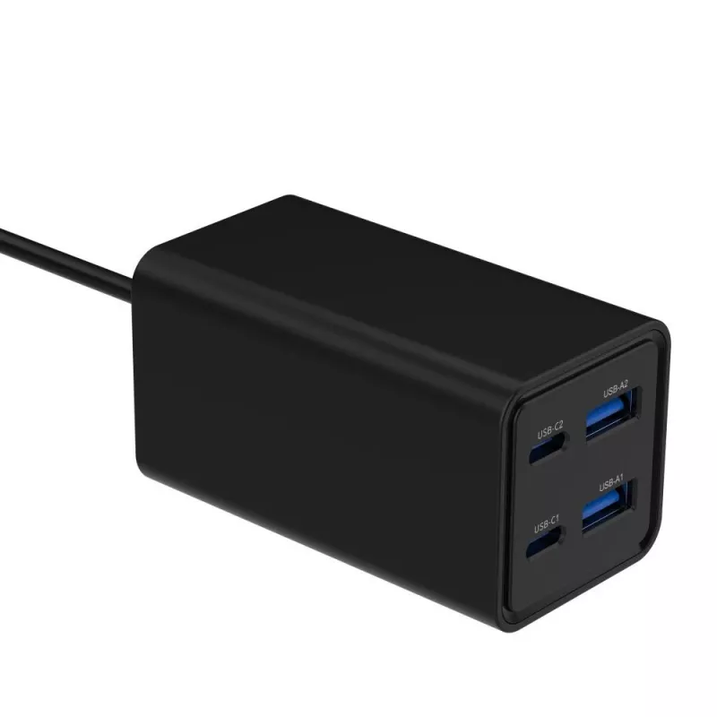 Gembird TA-UC-2A2C-PD65-01-BK mobiliojo įrenginio greitasis įkroviklis nešiojamam kompiuteriui, išmaniajam telefonui, juodas, AC, 65 W
