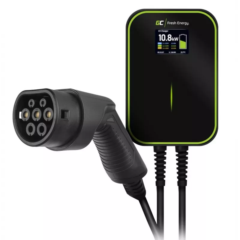 Elektrinė automobilio įkrovimo stotelė Green Cell EV14 22 kW Juodas aliuminis Sieninė