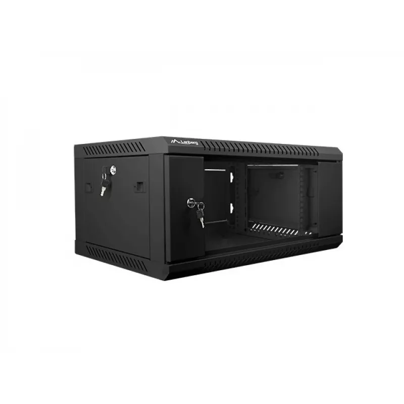 Sieninis stelažas LANBERG WF01-6404-10B 4U 19 colių 600×450×285 mm IP20 juodas, 60 kg talpa
