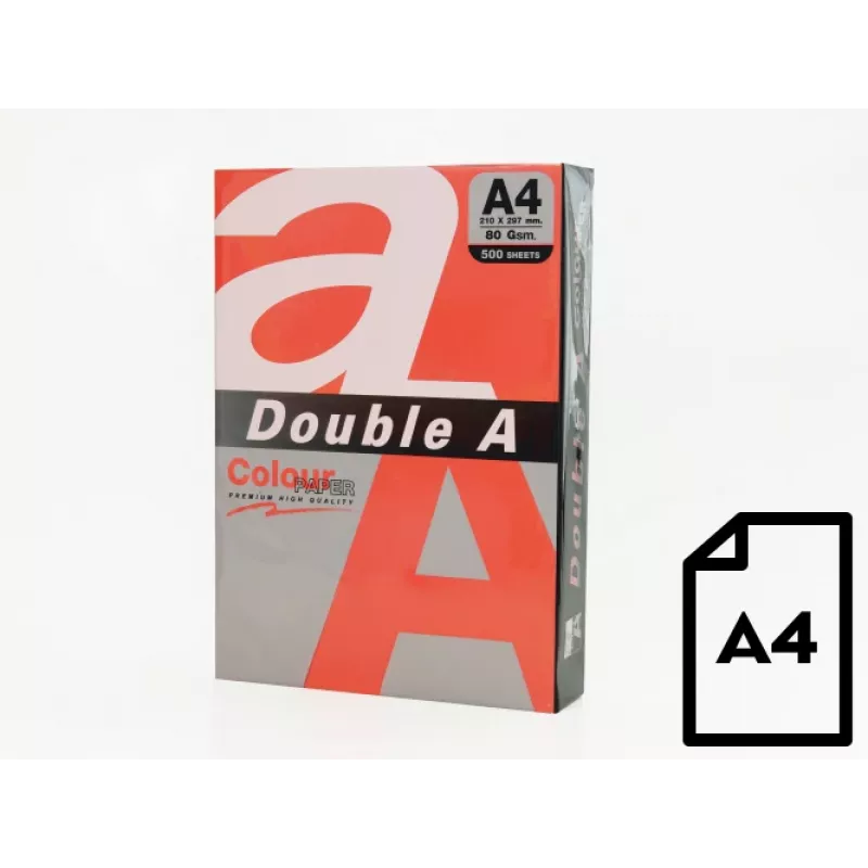 Spalvotas popierius Double A, 80g, A4, 500 lapų, Raudonas