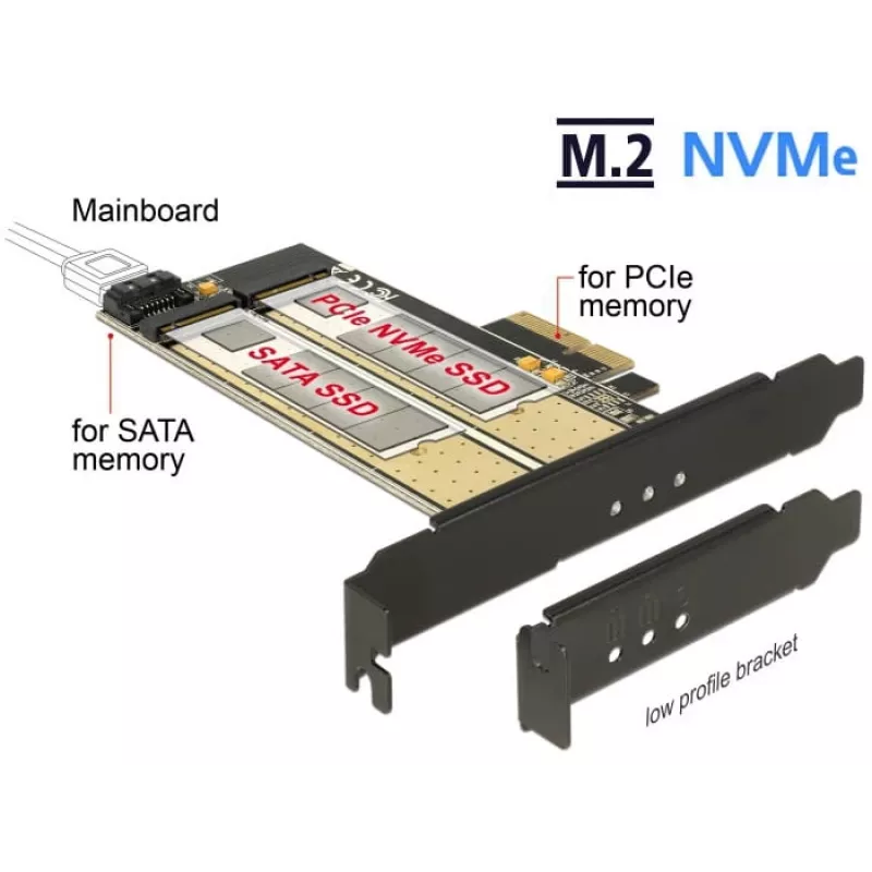 DeLOCK 89630 PCIe kortelė su dviem M.2 lizdais (SATA + PCIe)