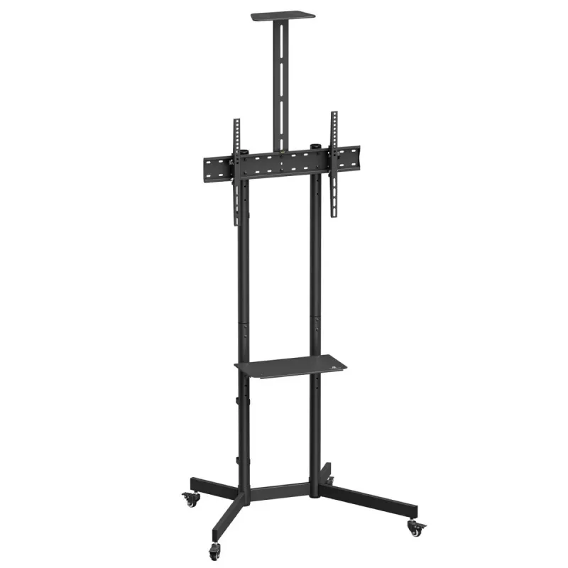 Maclean MC-113 B mobilus televizoriaus stovas / vežimėlis su lentyna kamerai, ratukais, 37-70 col., maks. apkrova 45 kg / 5 kg lentynai, VESA 600x400