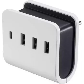 VOLTCRAFT VC-11374055 USB įkroviklis su lizdu, 4.8 A, 4x USB, USB-C™ lizdas