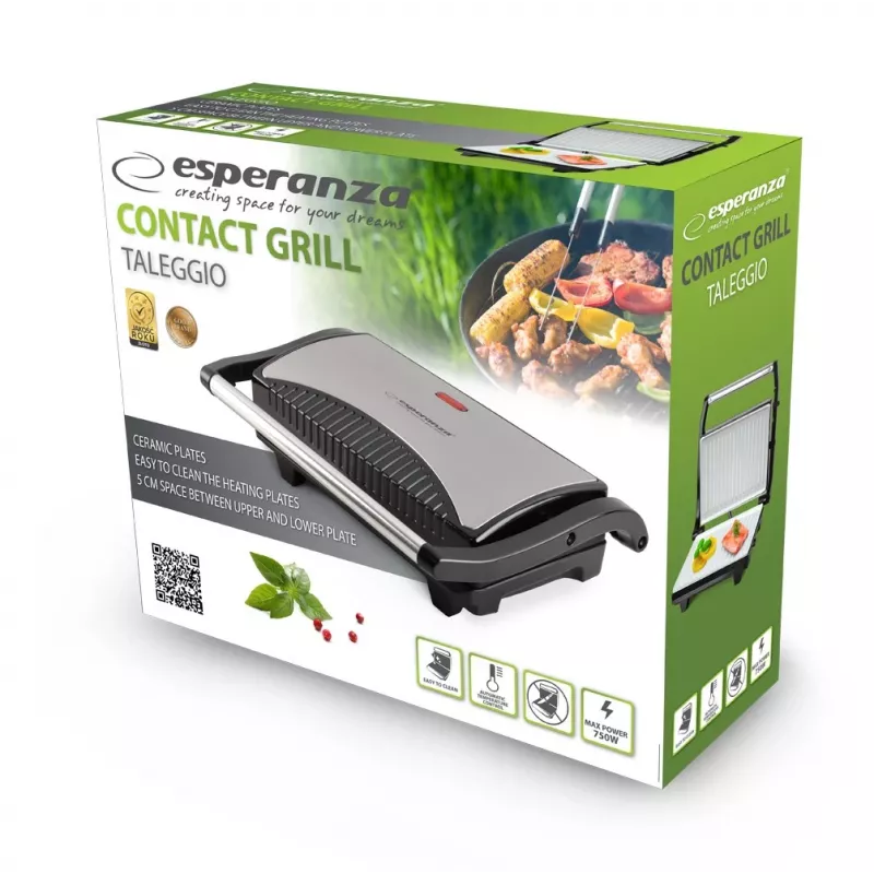 Elektrinis grilis Esperanza EKG006 750W Nerūdijantis plienas/Juoda