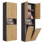 Vonios spintelė Top e Shop NEL 2K DK ANT/ART KP Graphite/Oak, laisvai pastatoma, 600×300×1740 mm, 3 lentynos