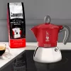 Moka kavos virimo indas Bialetti Moka Induction 0.1 L raudonas sidabrinis