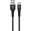 Goobay USB-C laidas Fabric Supersoft su metalinėmis jungtimis, 2 m, juodas (2m, USB 2.0, 60W)