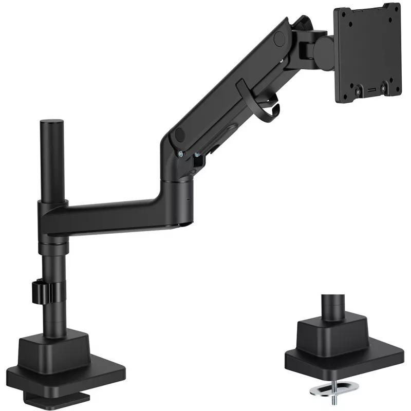 Monitoriaus laikiklis DIGITUS Vienas, spaustuvinis, 57 col. max, 27 kg, VESA 75x75–100x100, aukščio reguliavimas, pakreipimas -75° iki 75°, juodas