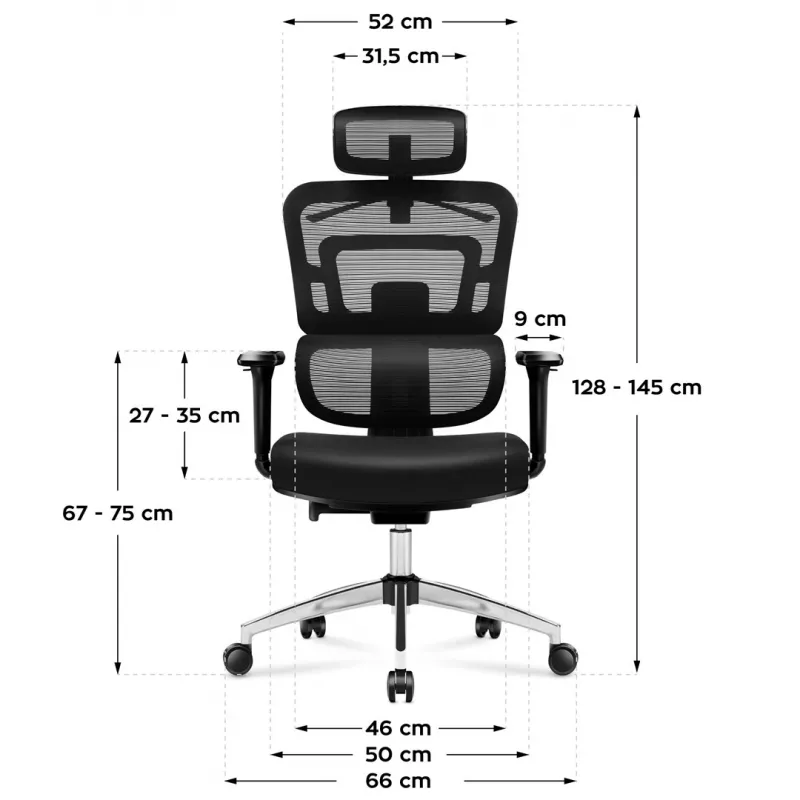 Biuro kėdė mark adler Expert 4.9 modelis 5701-65776 – tinklinė, reguliuojama galvos atrama ir juosmens atrama, sėdynės aukštis 44–52 cm, maks. apkrova 150 kg