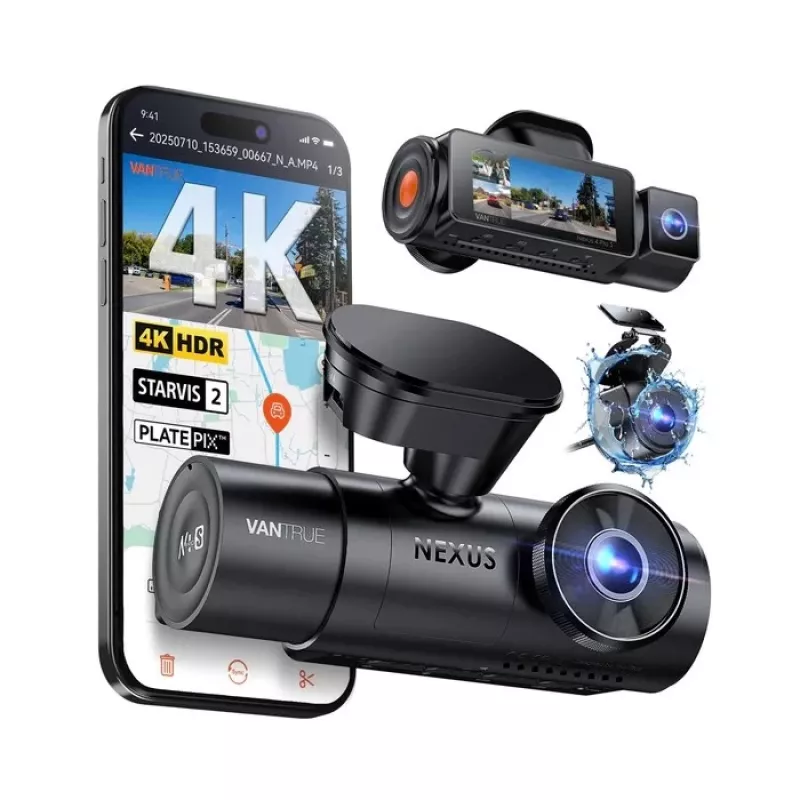 Automobilinis vaizdo registratorius VANTRUE N4 PRO S 3 kanalų (priekis + salonas + galas), 3840x2160, F/1.8, Wi‑Fi, GPS, 3,19 colio ekranas