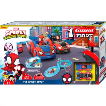 Slotų automobilių rinkinys CARRERA FIRST Spidey 20063049 – vaikiška lenktynių trasa pradedantiesiems