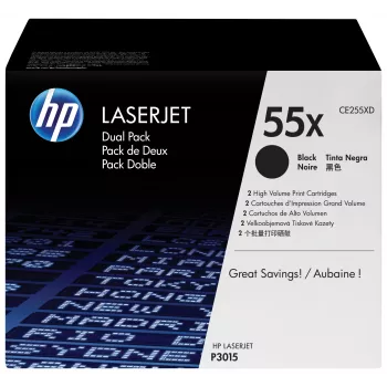 HP 55X 2 vnt. didelės talpos juodi originalūs lazeriniai kasečiai LaserJet