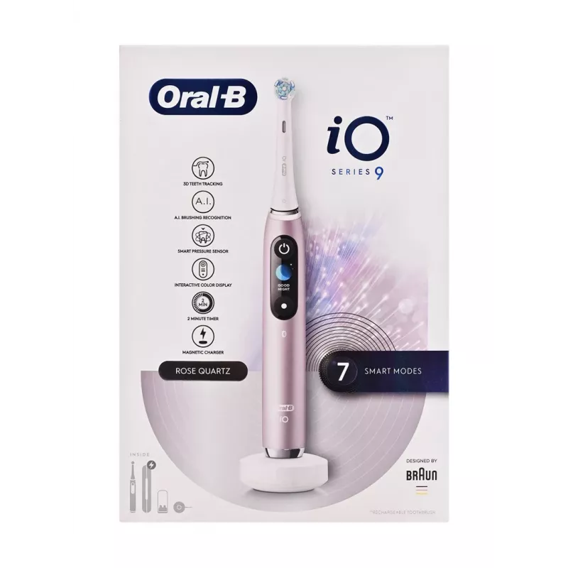 Oral-B iO9 Series 9 elektrinis dantų šepetėlis, rožinis kvarcas
