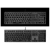 Laidinė klaviatūra A4Tech FX60H USB QWERTY – pilno dydžio 100%, baltas foninis apšvietimas, pilka, USB stotelė