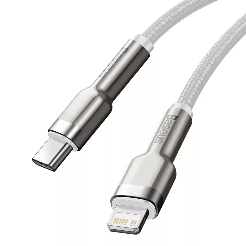 USB-C į Lightning laidas Baseus Cafule 1 m, 20 W, cinko korpusas, baltas